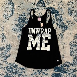 PINK Victoria's Secret Black Tank Top with White Graphic NWT size small